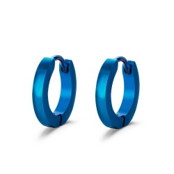 6 x 3 mm hoop blue steel earring
