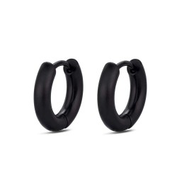 8 x 3 mm matte hoop black steel earring