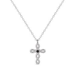 Pendant with rhodium-plated silver chain curly cross 16 x...
