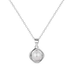 11mm flower rhodium-plated silver pendant with 8mm pearl...