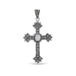 Silver and Marcasite combined cross pendant measuring 40...