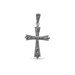 Silver and Marcasite cross pendant measuring 25 x 20 mm