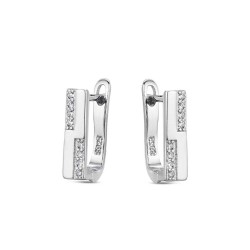 Rectangular rhodium-plated silver earring with 13 mm...