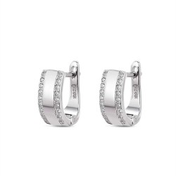 Half-round rhodium-plated silver earring with 13 mm...