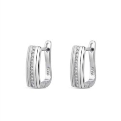 Rhodium-plated silver earring with 13 mm zircons with...
