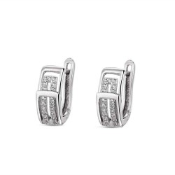 Rhodium-plated silver buckle earring with 13 mm zircons...