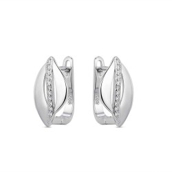 Leaf rhodium-plated silver earring with 13 mm zircons...