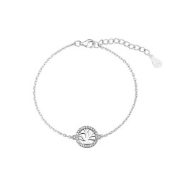Rhodium-plated silver bracelet Tree of Life 11 mm with...
