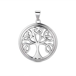 24mm Tree of Life Rhodium Plated Silver Pendant