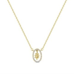 Oval Caravaca cross plated silver necklace with 15 mm...