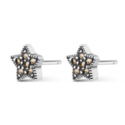 Silver and 8 mm star Marcasite earrings with pressure...