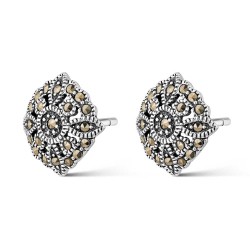 14 mm silver and Marcasite earrings with pressure closure