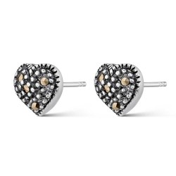 Silver and 8 mm heart Marcasite earrings with pressure...