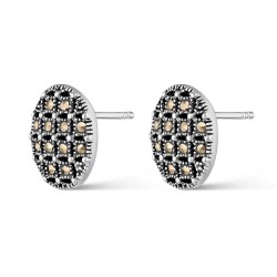 12 mm oval silver and Marcasite earrings with pressure...