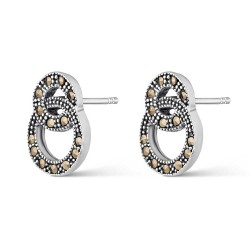 14 mm double silver and Marcasite earrings with pressure...