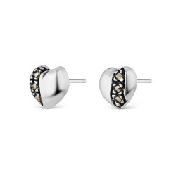 Silver and 9 mm heart Marcasite earrings with pressure...