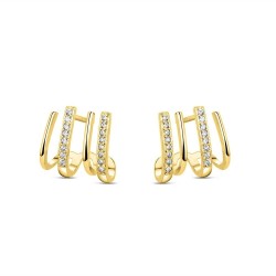 Four-wire plated silver earring with zircons pressure...