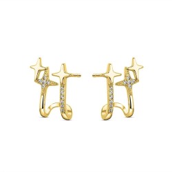 Triple plated silver earring with zirconia stars pressure...
