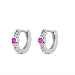 Rhodium-plated silver 11 mm hoop earring with...