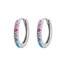 Rhodium-plated silver 16 mm hoop earring with...