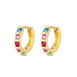 12 mm hoop plated silver earring with multicolored zircons