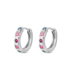 Rhodium-plated silver 13 mm hoop earring with...