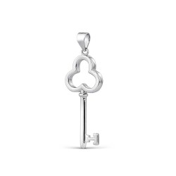 35mm key rhodium-plated silver pendant