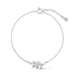 Rhodium-plated silver chain bracelet with leaves in the...