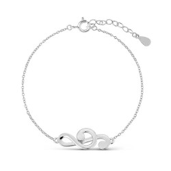 Silver rhodium-plated chain bracelet with 22 mm treble...