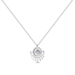 Pendant with rhodium-plated silver chain disc with 16 mm...
