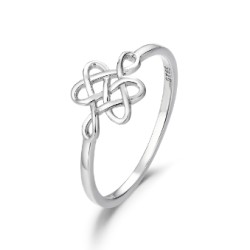 Unalome rhodium-plated silver ring