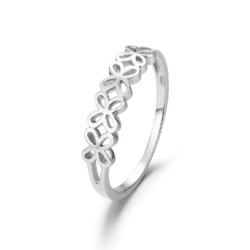 Rhodium-plated silver clover ring