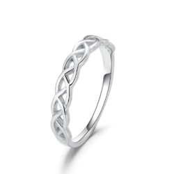 Rhodium plated silver braid ring