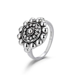 17 mm charro button rhodium-plated silver ring