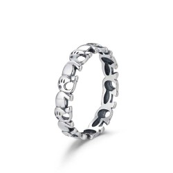 Elephant rhodium-plated silver ring