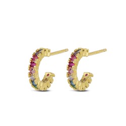 11 mm hoop plated silver earring with multicolored...
