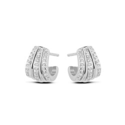 8 mm rhodium-plated silver earring with zirconia pressure...