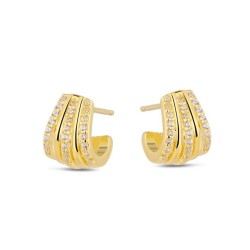8 mm plated silver earring with zirconia pressure closure