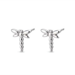 12 mm rounded silver dragonfly earring with pressure closure