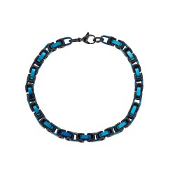Blue combined steel bracelet 21 + 5 cm