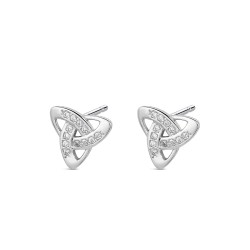 Rhodium-plated silver knot earring with 10 mm zircons...