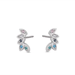 Rhodium-plated silver earring with 12 mm multicolor...