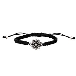 Knotted black thread bracelet with 12 mm charro button