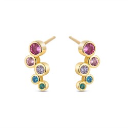 Silver plated 12 mm multicolor zirconia chaton earring...