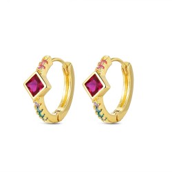 18 mm hoop plated silver earring with multicolored zircons