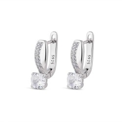 Rhodium-plated silver bar zirconia earring with 13 mm...