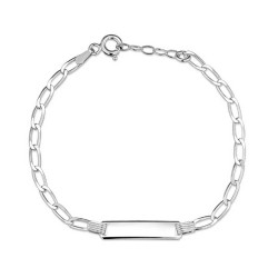 Curved silver bracelet with 18 cm long plate