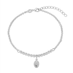 Rhodium-plated silver bracelet with 3 mm zircons and disc...