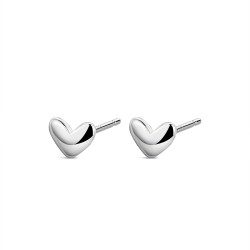 4 mm rhodium-plated silver heart earring with pressure...