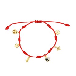 Bracelet d'amitié plaqué fil rouge sept noeuds